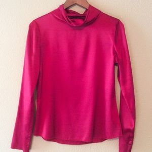 Silk long sleeve high neck blouse fits S to M